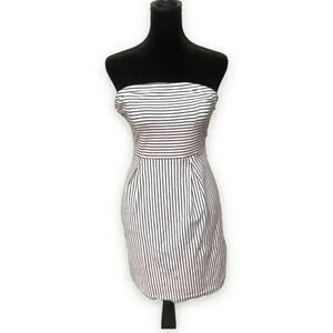 Old Navy Strapless Fitted Horizontal Blue and White Striped Preppy Minidress